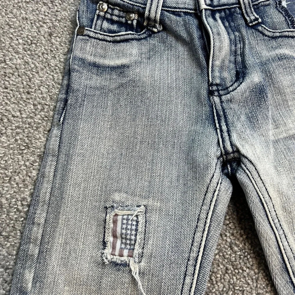 Vintage & Denim Jeans Boys 4 Light‎ Wash Distressed American Flag Patch Straight